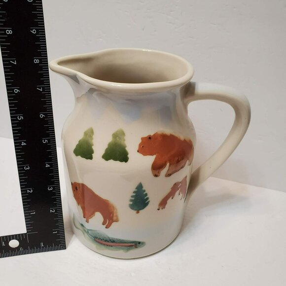 Hartstone Pottery High Country Ceramic Pitcher Vintage 90s Bear Bison Deer Moose - Picture 4 of 8